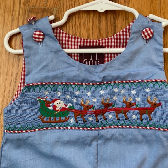 Baby Boys Smocked Holiday One-Piece - Picture 2 of 3